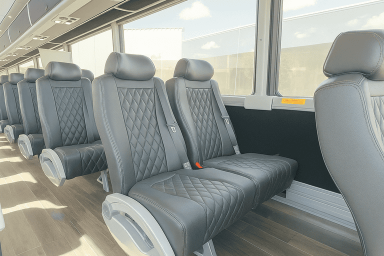 interior of Wayne Charter Bus charter bus